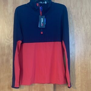 NWT Ralph Lauren RLX Red and Navy 1/4zip Long Sleeve moisture wicking men sz S